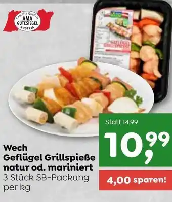 ADEG Wech Geflügel Grillspieße natur od. Mariniert per kg Angebot