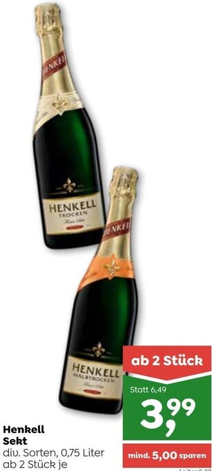 ADEG Henkell Sekt 0,75 Liter Angebot