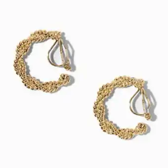Claire's Gold 20mm braided twisted clip-on hoop earrings Angebot