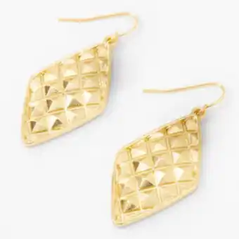 Claire's Gold 2" diamond quilted drop earrings Angebot