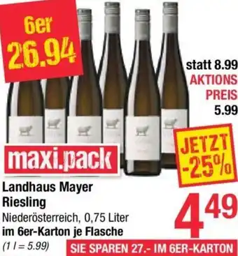 Maximarkt Landhaus Mayer Riesling 0,75 Liter Angebot