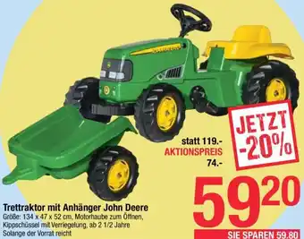 Maximarkt Trettraktor mit Anhänger John Deere 134 x 47 x 52 cm Angebot