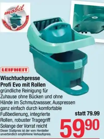 Maximarkt Wischtuchpresse Profi Evo mit Rollen Angebot