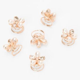 Claire's Rose gold daisy rhinestone hair spinners - 6 pack Angebot