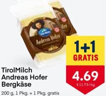 MPreis TirolMilch Andreas Hofer Bergkäse 200 g Angebot
