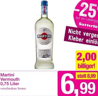 Sutterlüty Martini Vermouth 0,75 Liter Angebot