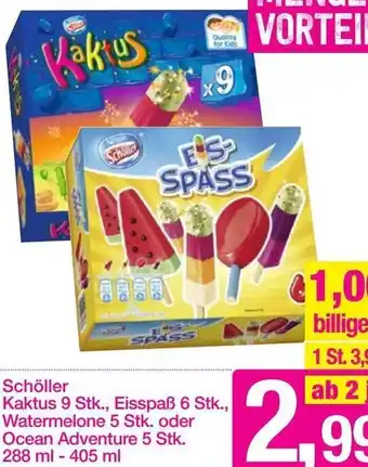 Sutterlüty Schöller Kaktus 9 Stk., Eisspaß 6 Stk., Watermelone 5 Stk., oder Ocean Adventure 5 Stk. 288 ml-405 ml Angebot