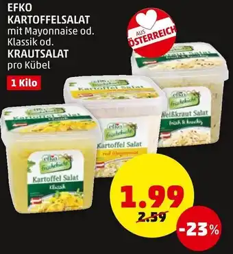 PENNY Efko Kartoffelsalat od. Krautsalat 1 Kilo Angebot