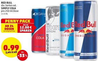 PENNY Red Bull od. Simply Cola 250 ml Angebot