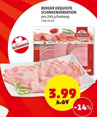 PENNY Berger Exquisite Schinkenvariation 240 g Angebot