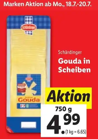 Lidl Gouda in Scheiben 750 g Angebot