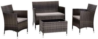 Möbelix Loungegarnitur 4-teilig valencia kunststoff/glas mit kissen Angebot
