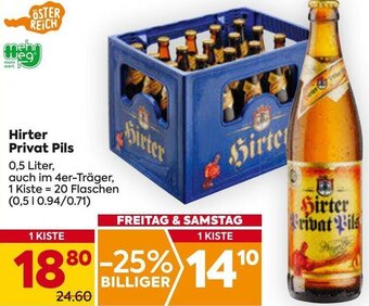 Billa Hirter Privat Pils 0,5 Liter Angebot
