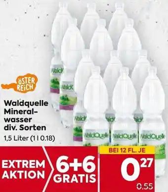 Billa Waldquelle Mineralwasser 1,5 L iter Angebot