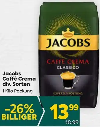 Billa Jacobs Caffe Crema 1 Kilo Angebot