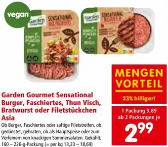 Garden Gourmet Sensational Burger, Faschiertes, Thun Visch, Bratwurst oder Filetstückchen Asia 160-226 g