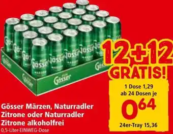 Gösser Märzen, Naturradler Zitrone oder Naturradler Zitrone Alkoholfrei 0,5 Liter