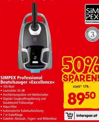 Interspar Restaurant Simpex Professional Beutelsauger Excellence Angebot