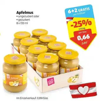 Hofer Apfelmus 8x720ml Angebot