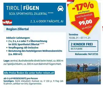 Hofer Tirol Fügen Angebot