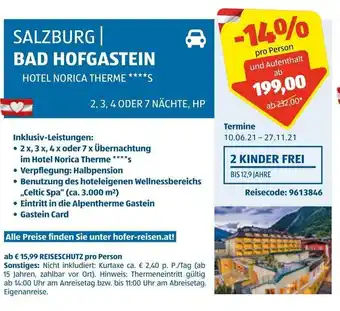 Hofer Salzburg Bad Hofgastein Angebot