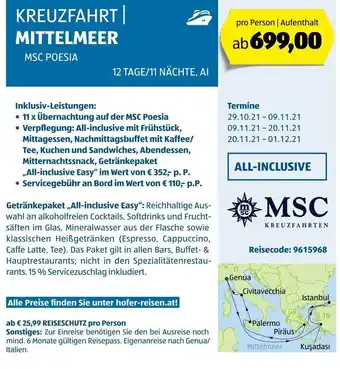 Hofer Kreuzfahrt Mittelmeer Angebot