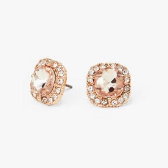 Claire's Rose gold square halo stud earrings Angebot
