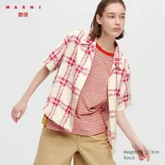UNIQLO Women marni oversized open collar short sleeved shirt Angebot