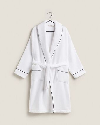 ZARA HOME Bademantel mit biese in marineblau Angebot