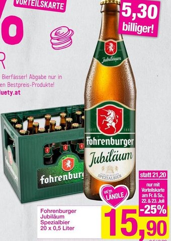 Sutterlüty Fohrenburger Jubiläum Spezialbier 20 x 0,5 Liter Angebot