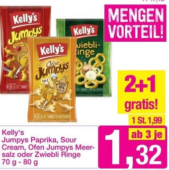 Sutterlüty Kelly's Jumpys Paprika, Sour Cream, Ofen Jumpys Meersalz oder Zwiebli Ringe 70 g-80 g Angebot