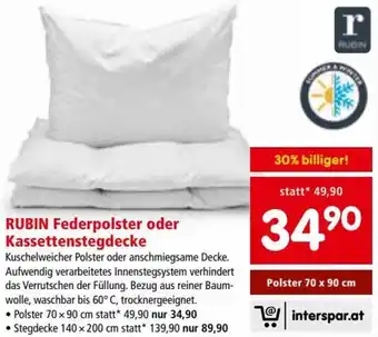 Interspar Restaurant Rubin Federpolster oder Kassettenstegdecke 70 x 90 cm Angebot