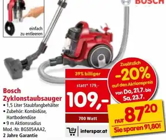 Interspar Restaurant Bosch Zyklonstaubsauger 700 Watt Angebot