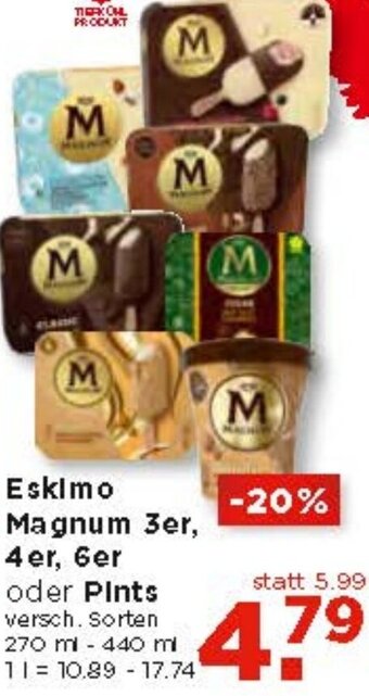 Unimarkt Eskimo Magnum 3er, 4er, 6er oder Pints 270 ml-440 ml Angebot