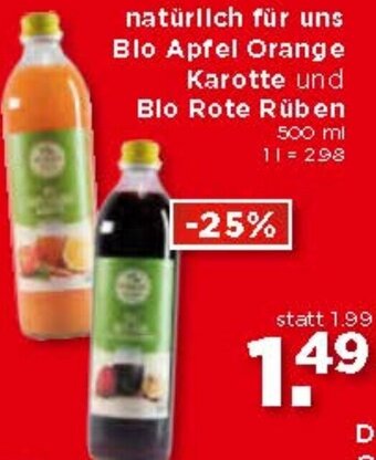 Unimarkt Bio Apfel Orange Karotte und Bio Rote Rüben 500 ml Angebot