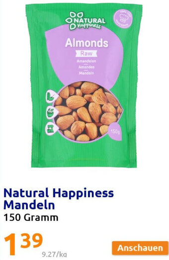 Action Natural Happiness Mandeln 150 Gramm Angebot