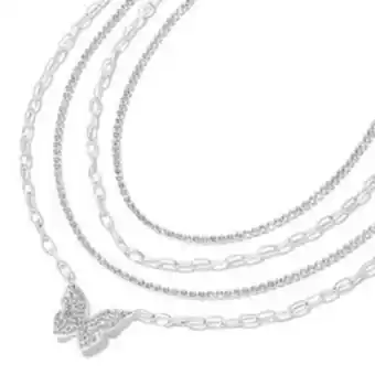 Claire's Silver butterfly crystal multi strand necklace Angebot