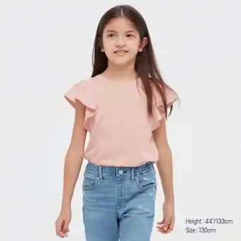 UNIQLO Girls smooth cotton frill short sleeved t-shirt Angebot