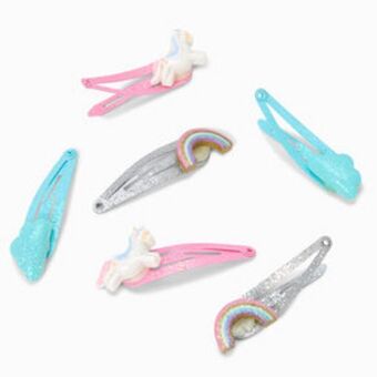 Claire's Claire's club glitter rainbow polyresin snap hair clips - 6 pack Angebot