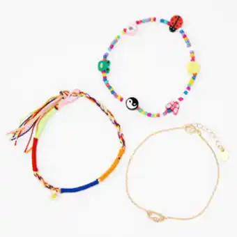 Claire's Rainbow beaded mixed anklet set - 3 pack Angebot