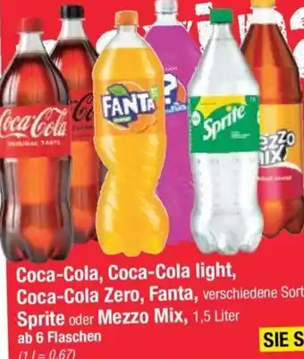 Maximarkt Coca-Cola, Coca-Cola Light, Coca-Cola Zero, Fant, Sprite oder Mezzo Mix 1,5 Liter Angebot
