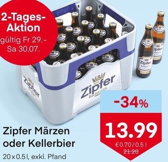 MPreis Zipfer Märzen oder Kellerbier 20 x 0.5l Angebot