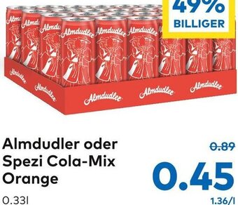 T&G Almdudler oder Spezi Cola-Mix Orange 0.33l Angebot