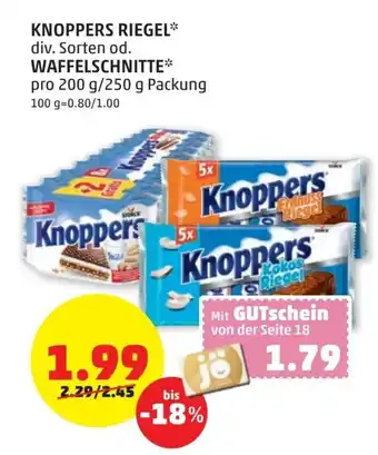 PENNY Knoppers Riegel Waffelschnitte Angebot