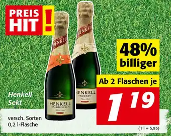Nah&Frisch Henkell Sekt 0,2 l-Flasche Angebot
