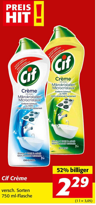 Nah&Frisch Cif Créme 750 ml-Flasche Angebot