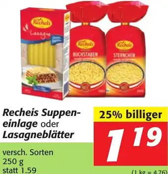 Strasser Markt Recheis Suppen-einlage oder Lasagneblätter 250 g Angebot
