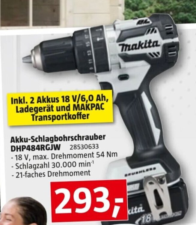 Bauhaus Akku-schlagbohrschrauber dhp484rgjw Angebot