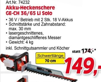 Zgonc Akku-Heckenschere GE-CH 36/65 Li Solo Angebot