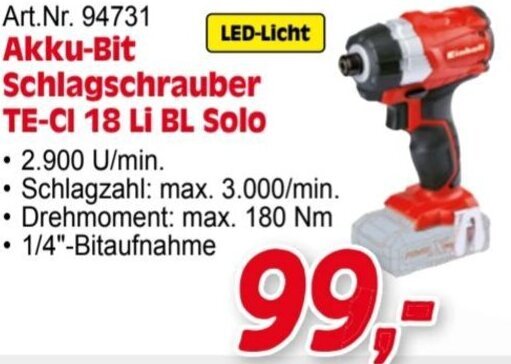 Zgonc Akku-Bit Schlagschrauber TE-CI 18 Li BL Solo Angebot